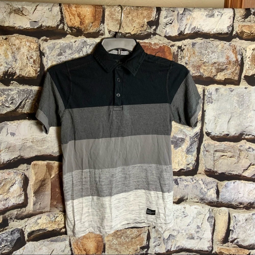 Truth Substance Black Gray Striped Shirt Men S